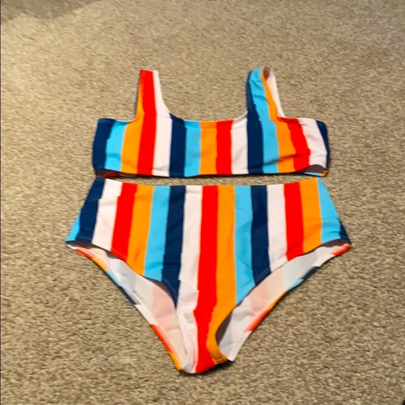 colorful striped bathing suit